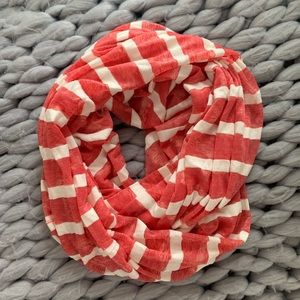 Pink and white striped scarf